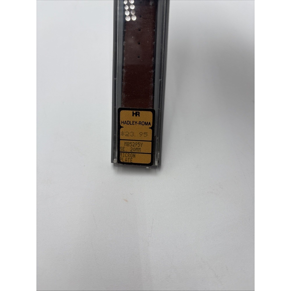 Vintage Hadley Roma Brown Leather Watch‎ Band 20mm New In Box Micron Plate - Picture 5 of 11